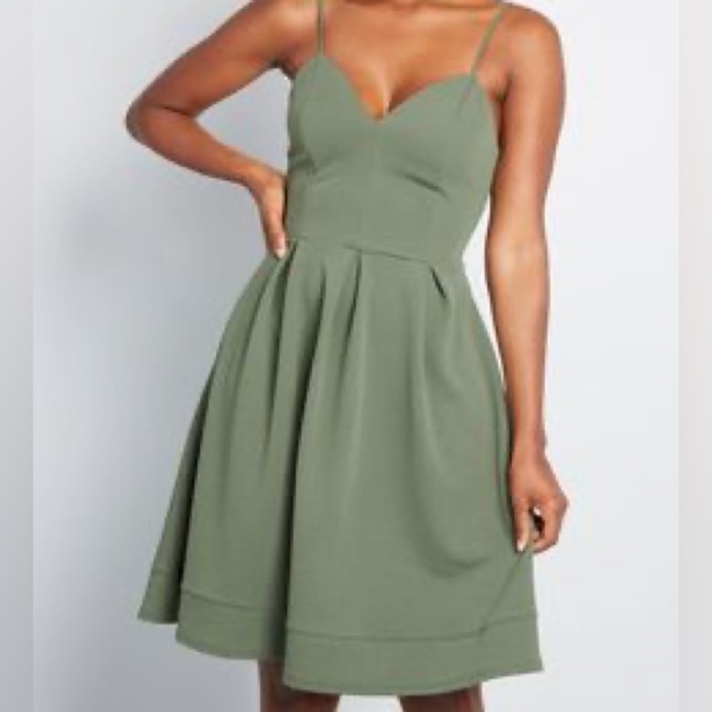 Chic and Lightweight Olive Green Dress